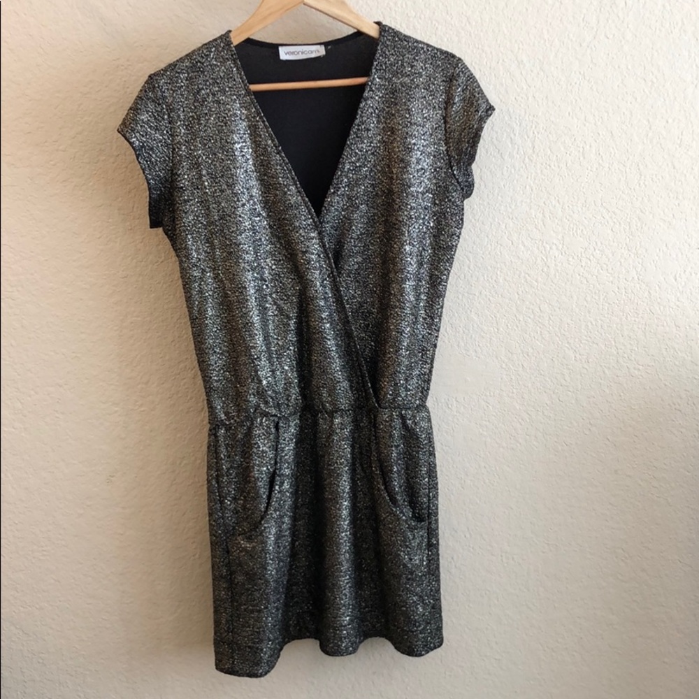 Wrap shimmery holiday dress